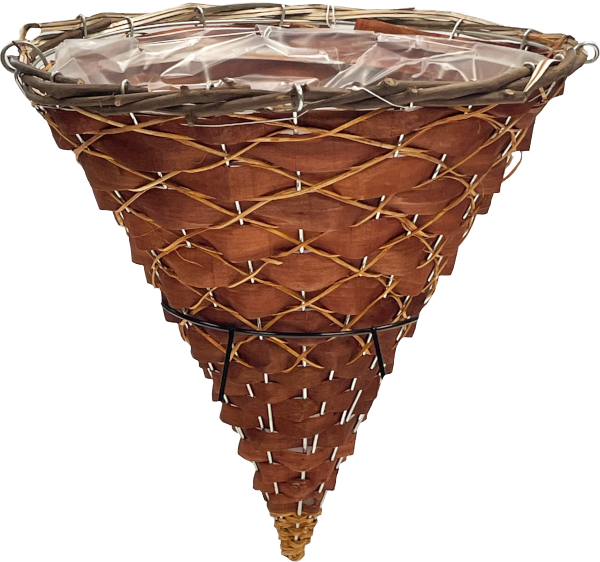 16 x 17 Inch Rattan Round Cone Copper 4 Strand Hanger – 20 per case - Decorative Planters